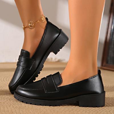 Модная Новая Удобная Женская Обувь Большого Размера Весна и Осень Элегантный Однотонный Круглый Носок Сексуальные Повседневные Лоферы