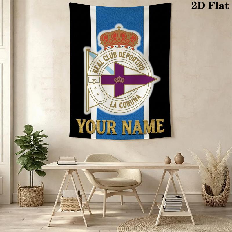 Custom Name Real Club Deportivo Wall Tapestry Aesthetic Wall Hanging Printed Fabric Blanket Decorative Tapestries for Bedroom Living Room Home Decor