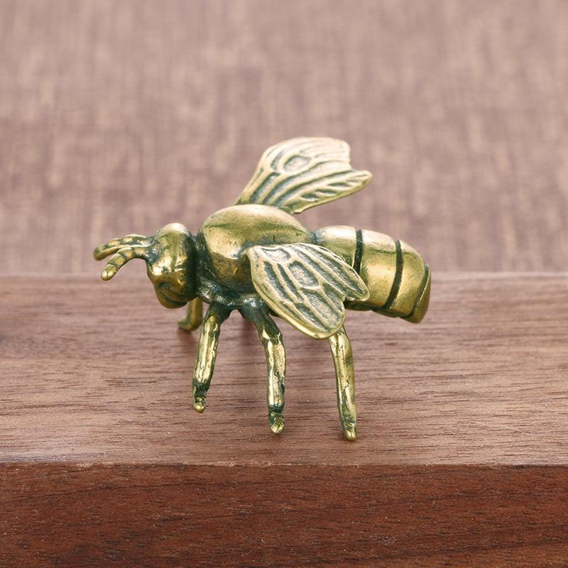 Твердые латунные насекомые, фигурки пчел, миниатюры, чай, домашнее животное, забавный жук, коллекция поделок, настольные небольшие украшения, украшения для дома