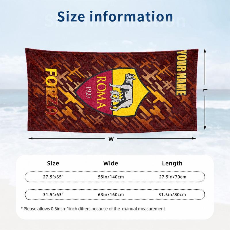 A.S Roma Custom Name Beach towels also serve as bath towels summer essential a musthave for the outdoors the beach and the pool