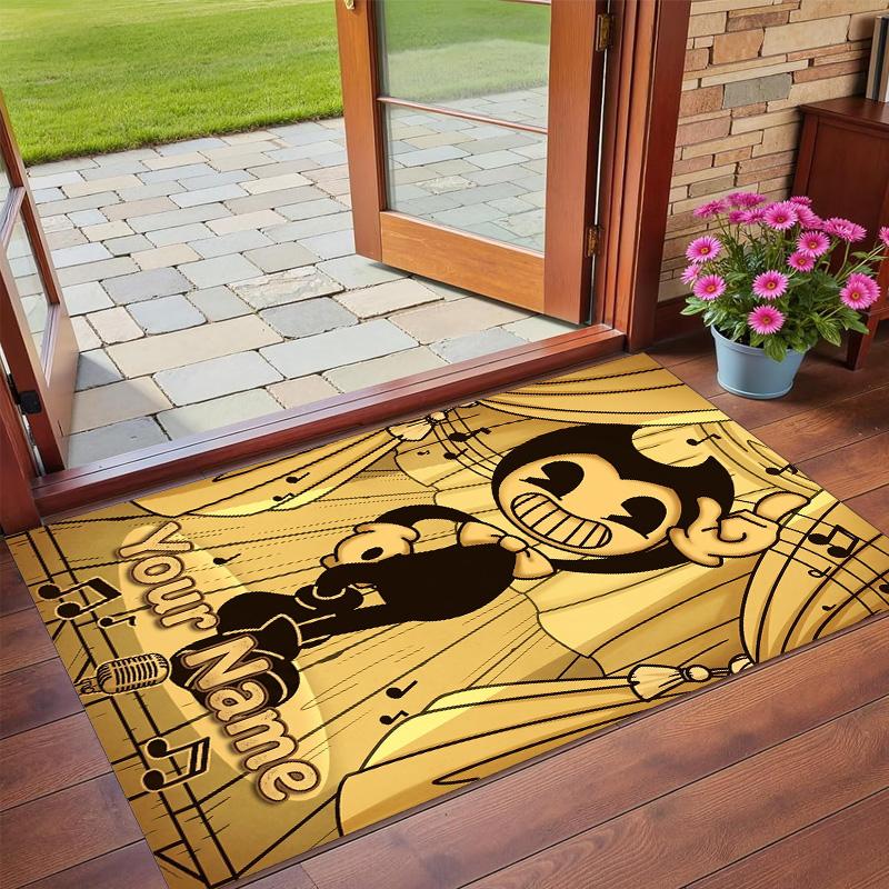 Crystal Velvet Rug Custom Name Text, Soft Non Slip Floor Mat Home DecorBendy and the Ink Machine