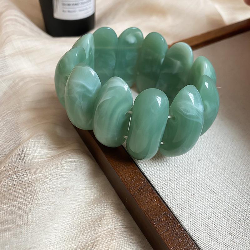 Винтажный переливающийся акриловый овальный эластичный браслет: Высококлассная, универсальная бижутерия для женщин