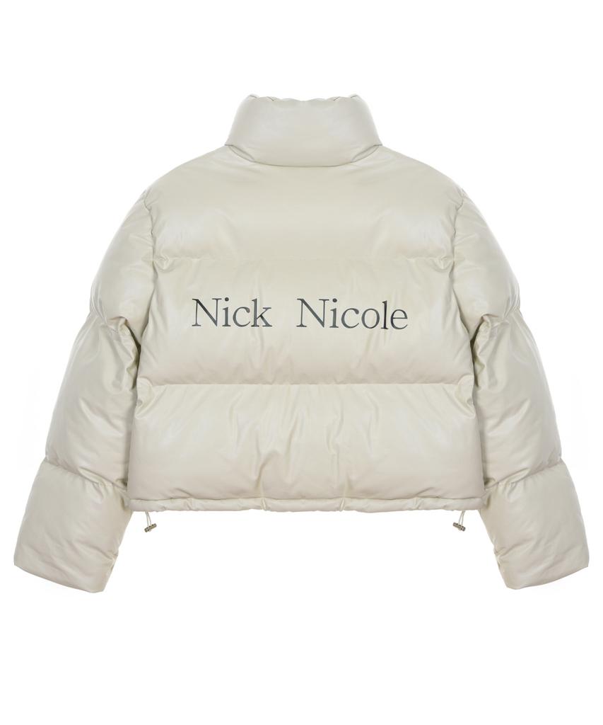 Nick&Nicole Николь Кожаный Короткий Пуховик Песочный Бежевый