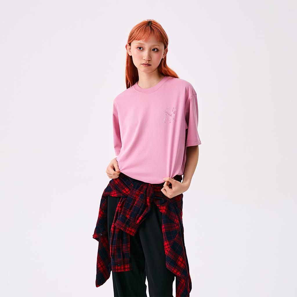 Новая коллекция MLB MONOGRAM Футболка New York Yankees SS25 Унисекс Розовый 3ATSM0953-50PKP