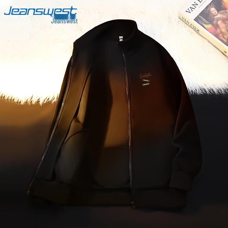 Jeanswest Men's Stand Collar Zipper Sweatshirt Jacket
