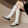 White Winter Warm Fur Knee High Snow Boots Women Red Black Striped PU Waterproof Down Party Lady Wedge Heels Platform Long Boots