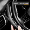 3 Piece Carbon Fiber Steering Wheel Cover,Car Steering Wheel Protector With Non-Slip Lining,Breathable Microfiber Universal For 14.5-15 Inch,Black