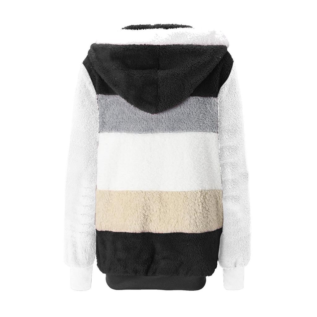Женская мода шить свободные толстовки с длинным рукавом плюшевое пальто на молнии