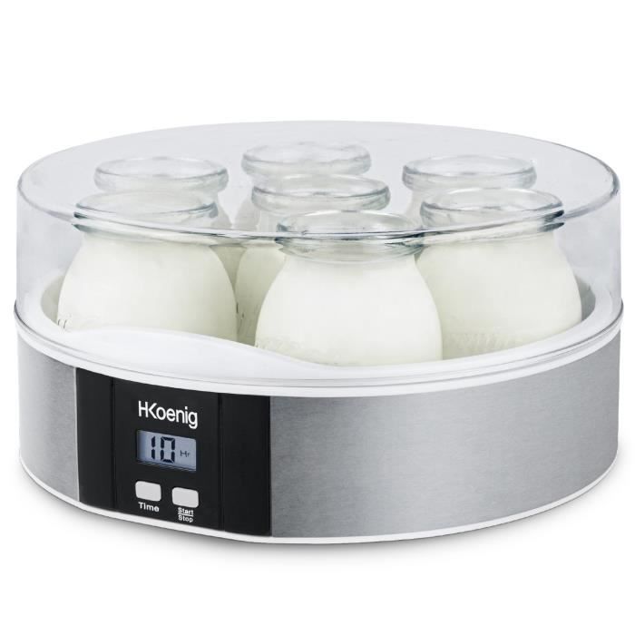 Yaourtière HKOENIG - ELY70 - Capacité 7 pots de 160ml - Programmable jusqu'à 15h - 15W