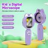 Kids Handheld Digital Microscope 2.0-Inch IPS Screen 4X Built-in Game LED Light Cartoon Pocket Microscope Camera