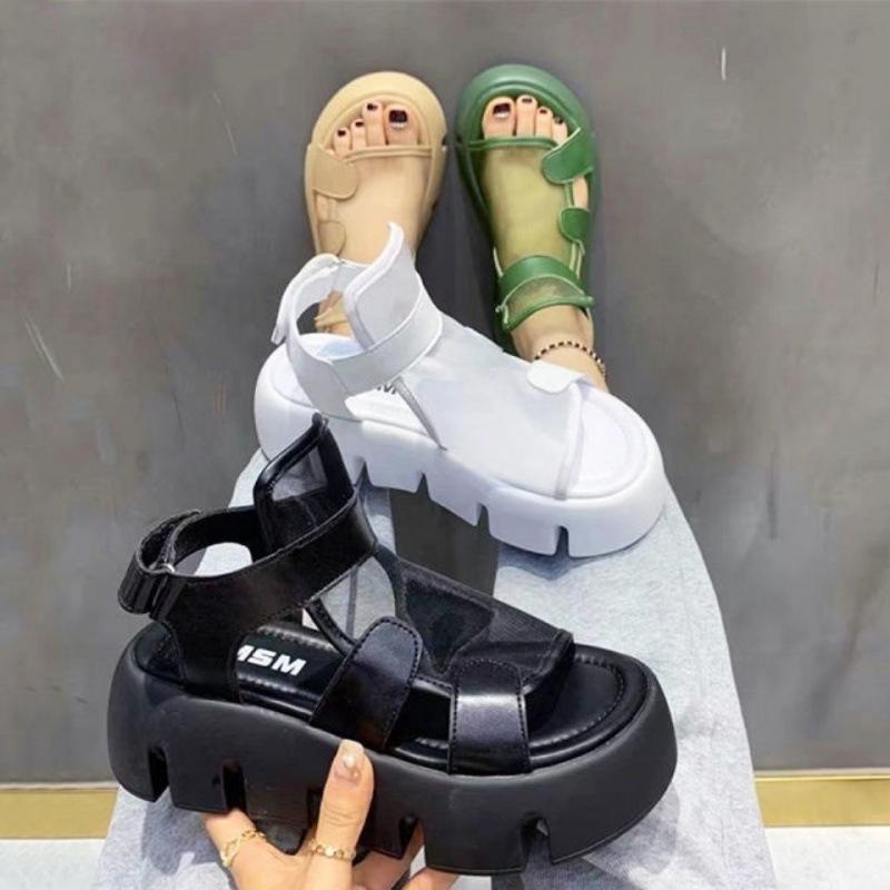 Сандалии женские римские сандалии на толстой подошве из дышащей сетки на липучке женские нескользящие сандалии на толстой подошве легкие и удобные