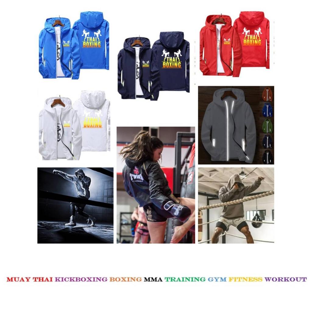 Муай Тай Кикбоксинг ММА UFFC Куртка Толстовка Ветровка Худи на молнии Мужская Женская Детская Унисекс Длинный рукав Принт Спорт Зал Фитнес Тренировка