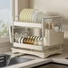 Kitchen Multifunctional Dish Drainer Shelf Double Desktop Dishes Bowls Plates Cutlery Pot Lid Drainer Bowl Rack Organizer