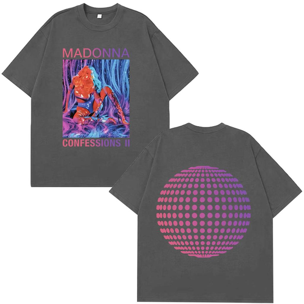 Vintage Madonna Graphic T Shirt Pop Music Singer Confessions Album Art Disco Ball Print Short Sleeve Oversized Crew Neck Unisex Streetwear Tops Tees