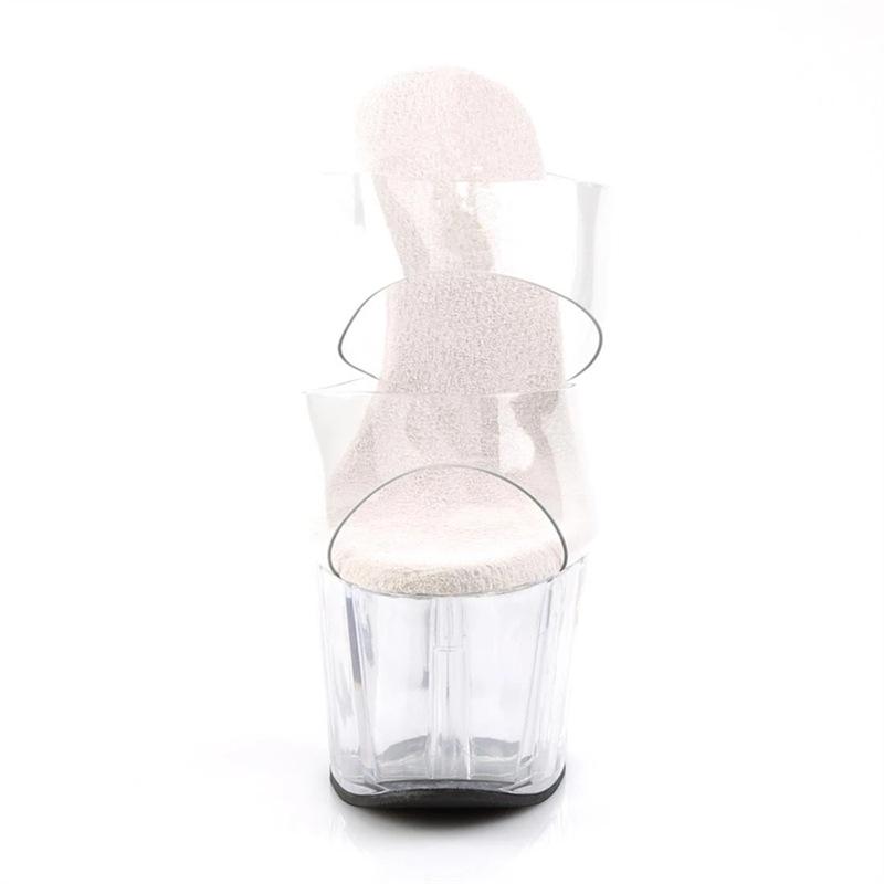 High heels thin heels cool slippers fairy style white sandals girl 2025 new summer word with transparent crystal