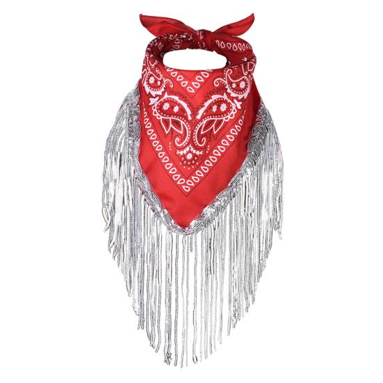Sequins Scarf Exquisite Pattern Tassel Design Non-Fading Washable Quick Dry Decorative Polyester Women Beautiful Fringed Bandana Headscarf for Party