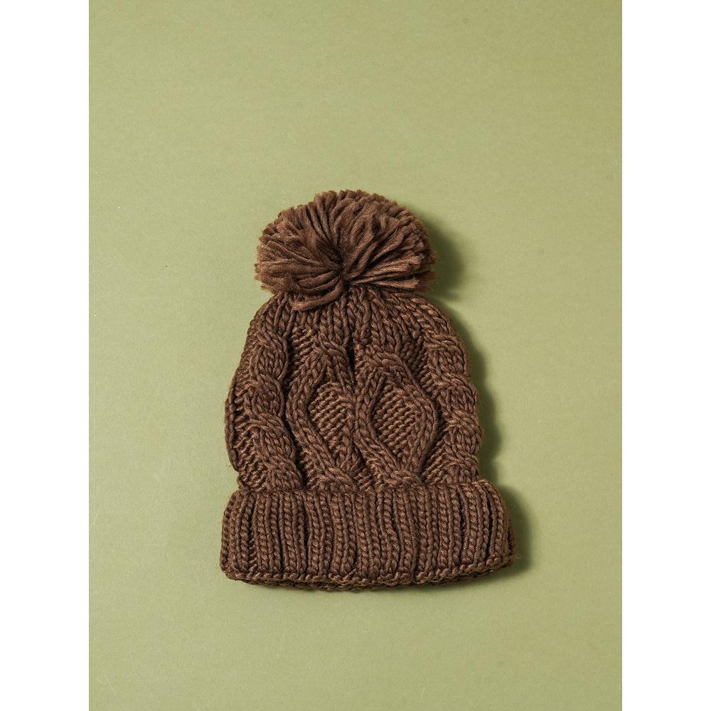 Daiso Knitted Drop Hat Brown
