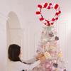 Valentine's Day Heart Tree Topper Red Pink White Pom Pom Ball Love Heart Treetop Ornament for Valentine's Day Christmas Wedding Birthday Party Home