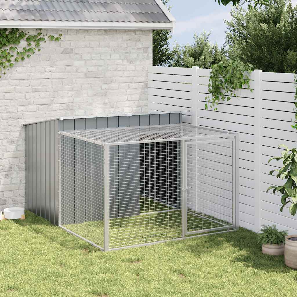 Dog House with Run Anthracite 153 x 194 x 110 cm Galvanized Steel