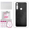apgo Protective Skin Sticker for the Back Compatible with Motorola Moto G Fast, Wrap Film, Foil, Vinyl - Pattern Black Leather