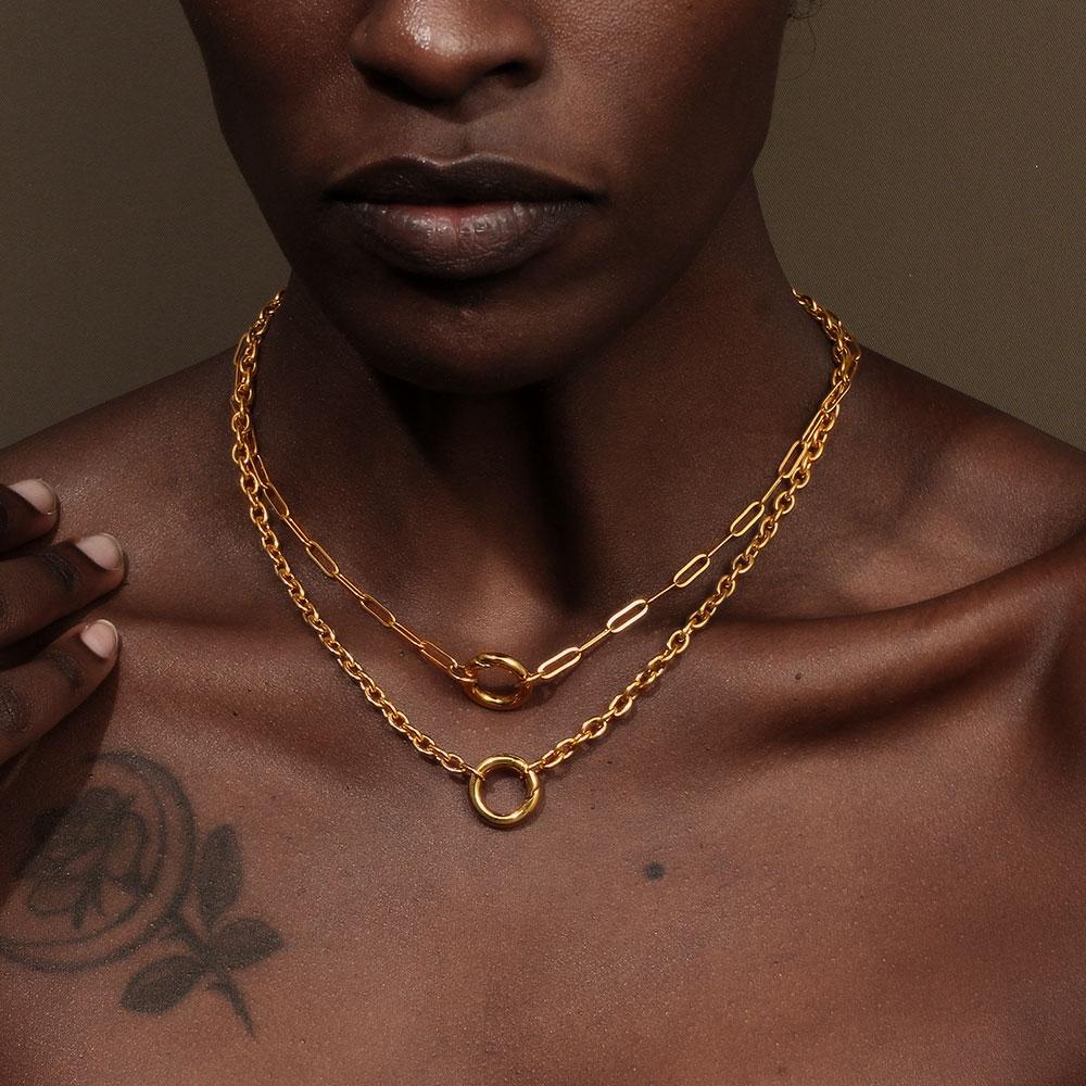 E.B.belle Круглая Пружинная Пряжка Ожерелье Нержавеющая Сталь O-цепочка Покрытие 18K Золотом Для DIY Аксессуаров для Изготовления Украшений
