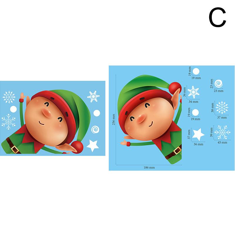 1шт мультфильм 20*30см рождественский подарок домашний декор наклейка на окно Санта-Клаус настенные наклейки наклейки