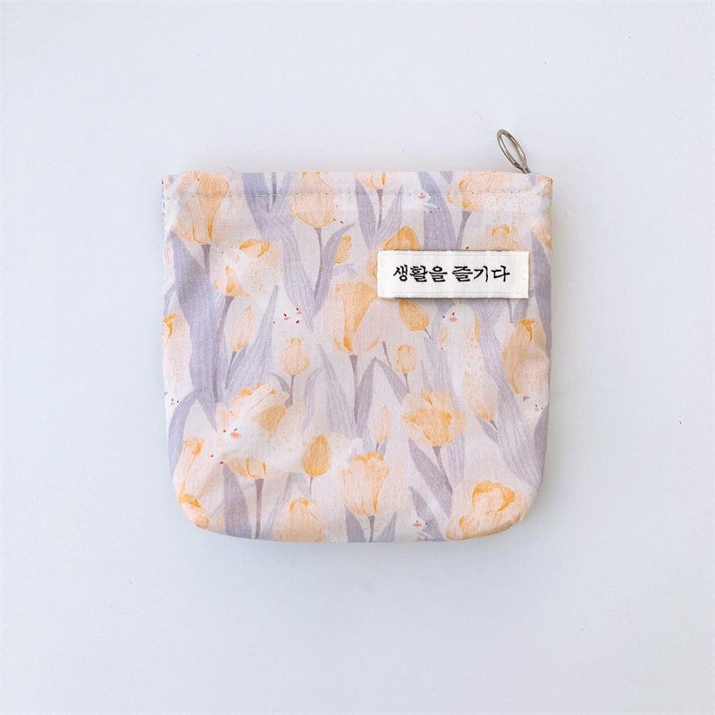 Mini Cotton Floral Organizer Bags for Women Bag Small Fabric Cosmetic Make Up Bag Little Purse Coin Pouch Children Cosmetic Case