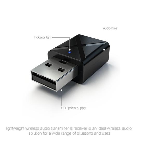 Беспроводной передатчик-приемник Адаптер 2-в-1 ТВ/автомобиль/ПК/динамик Bluetooth-совместимый 5.0 с автоматическим переподключением Беспроводной аудиоадаптер