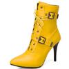 New Women Ankle Boots Thin Heel Pointed Lace Up Female Booties Belt Buckle Autumn Winter Sexy Ladies High Heel Shoe Large Size
