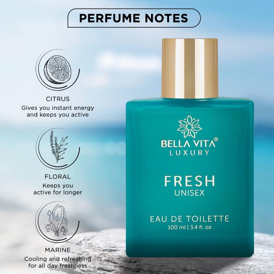 Bella Vita Luxury FRESH Eau De Toilette Духи унисекс для мужчин и женщин с бергамотом, иланг-илангом | Освежающий аромат EDT Long Lasting Fragrance Scent, 100 мл