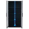 Glasvitrine LED-Lichtern 2er-Set, doppeltürige Schwarz viel Stauraum, Modern Einlegeböden, Bücherschrank Standvitrine Wohnzimmer Büro