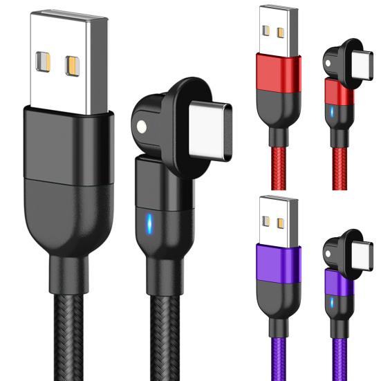 Кабель для передачи данных Тип C 180 градусов Вращающийся Зарядный шнур Тип веревки Нейлоновая оплетка