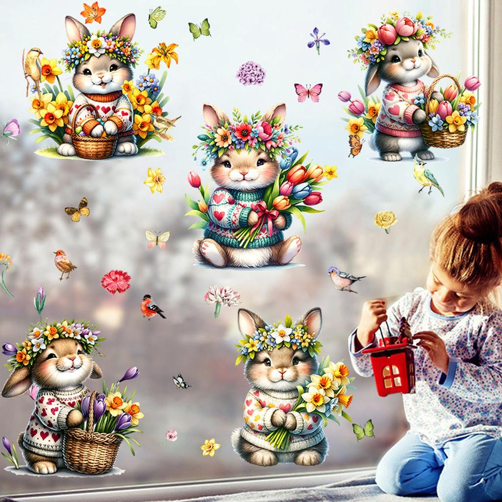 Пасхальное яйцо Кролик Декор стены Самоклеящаяся наклейка Снежинка Наклейка на холодильник Декор комнаты