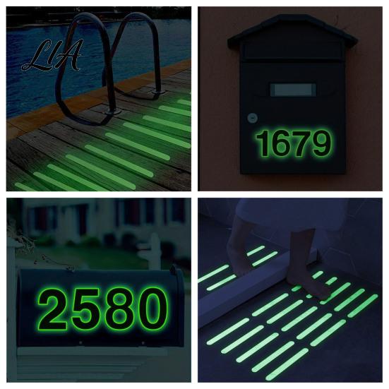 Decorative Wall Signs for Home Glow in The Dark Number Stickers, Luminous Self-Adhesive House Numbers Adhesive Decals Mailbox Door Wall, Green