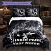 Linkin Park Customized Name Text Bedding Set, 1 Duvet Cover & 2 Pillowcases Personalized Bedroom Gift