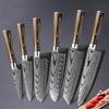 6 Pcs Damascus Laser Pattern Stainless Steel Kitchen Knife Set Kitchen Stuff Chopping Knife Fruit Cutter