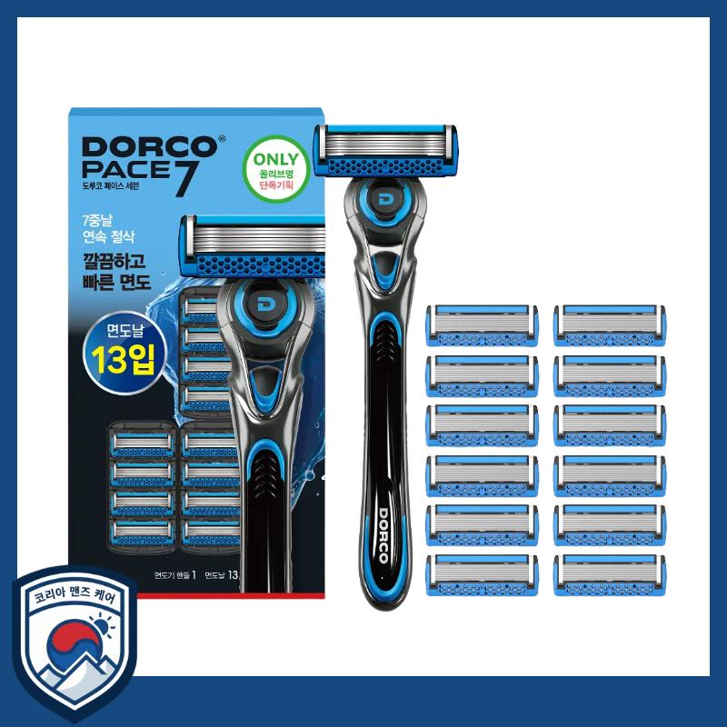 Dorco Набор бритв PACE7 (Ручка + 13 сменных картриджей) - Профессиональная бритва с 7 лезвиями для максимальной точности и комфорта, перезаряжаемая