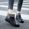 Резиновая обувь, женские непромокаемые непромокаемые сапоги, ботильоны, женская обувь для воды, непромокаемые ботильоны, ботильоны с хлопковым чехлом на плоской подошве