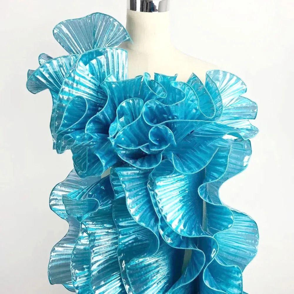 1 Yard Big Wave Lace Fabric 15cm Wide Pleated Ruffle Lace Fabric New Pleat Mesh Organza