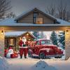 2D plane, 1 2D banner, Santa Claus and red pickup truck garage banner, snowman and gift design
