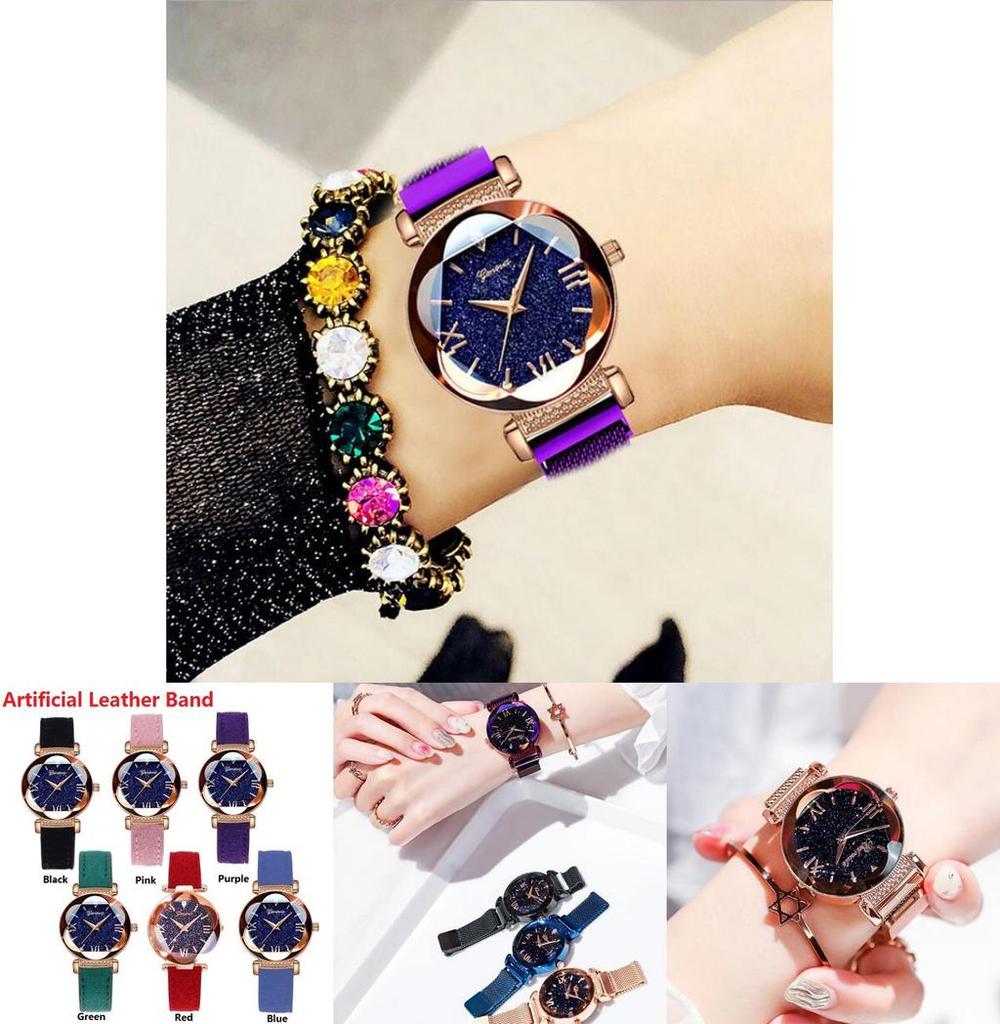 Fashionable Womens Bracelet Watch With Timeless Starry Sky Design And Alloy Case