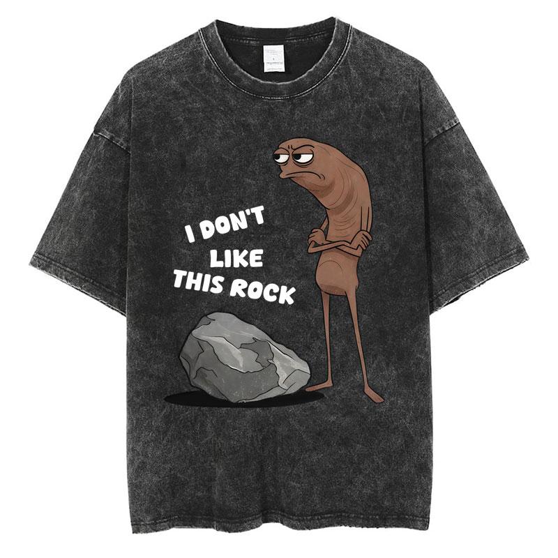 Washed Vintage Marcus The Worm Funny Meme Tshirt I Dont Like This Rock Tshirts Men Womens Casual Oversized Cotton T Shirts