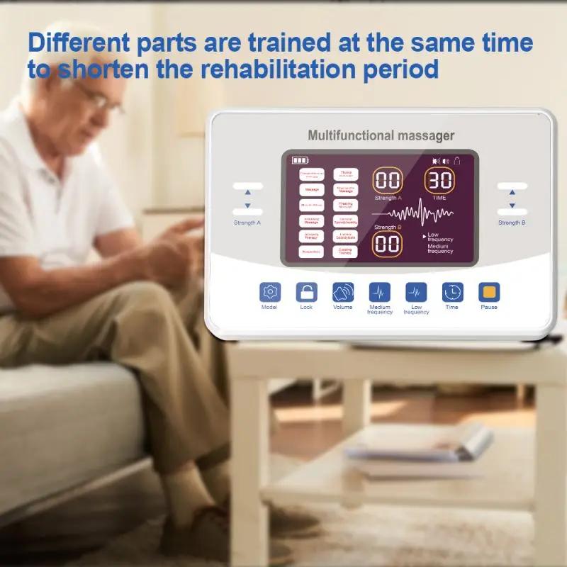 Двухканальный импульсный стимулятор мышц Tens Массажная машина Tens Ems Массажная машина 12 режимов 30 Интенсивность Низкочастотный массажер