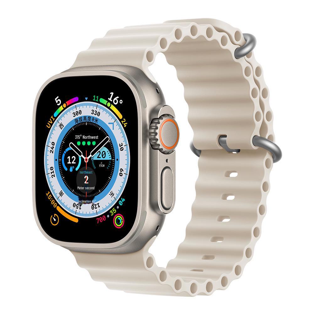 Ремешок из силикона Marine для Apple Watch S10 с двойной пряжкой для спортивных часов Ultra2