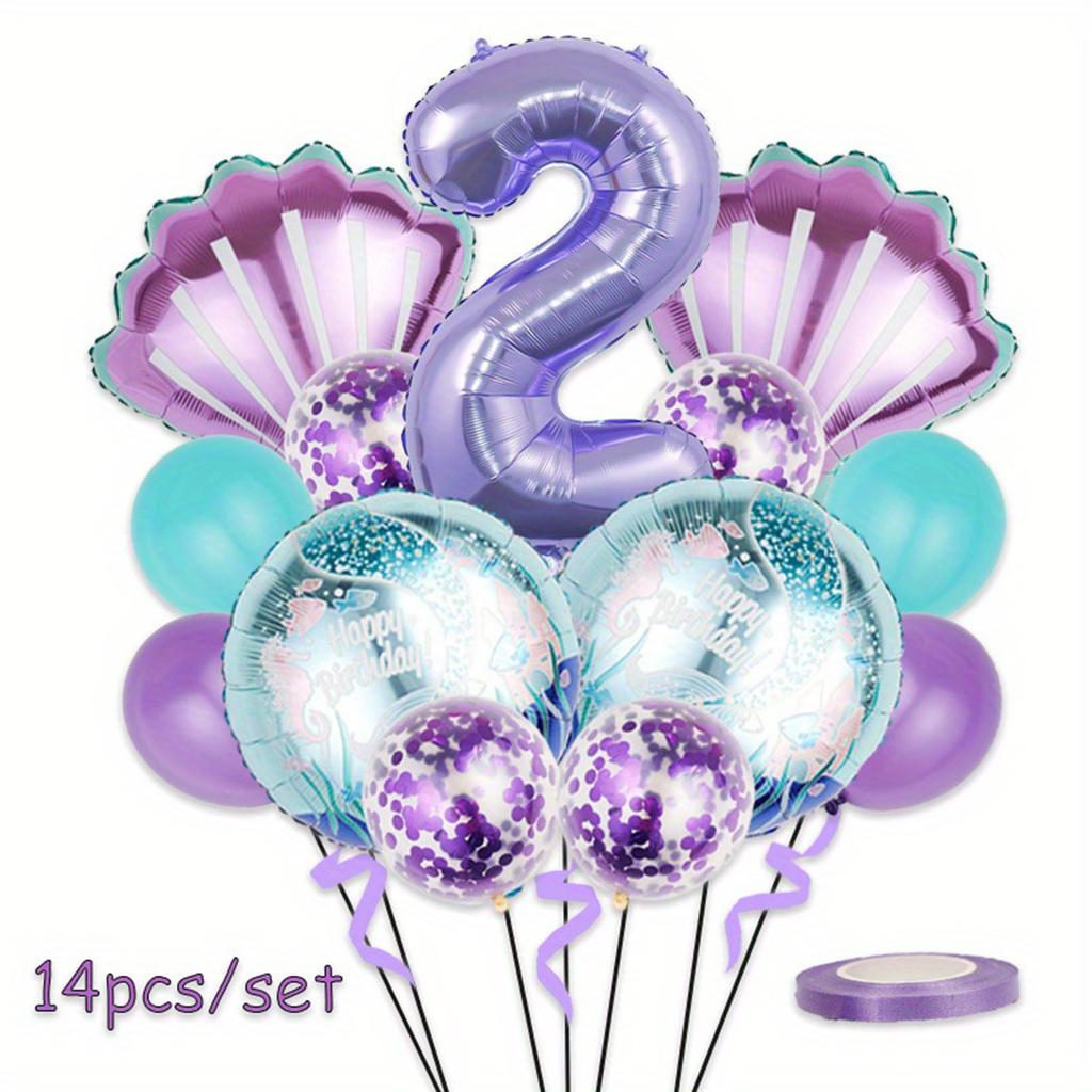 32inch Purple Number Shell Foil Balloon Girls Happy Birthday Balloons Set 1st 2nd 3rd 4th Birthday Balloon Set