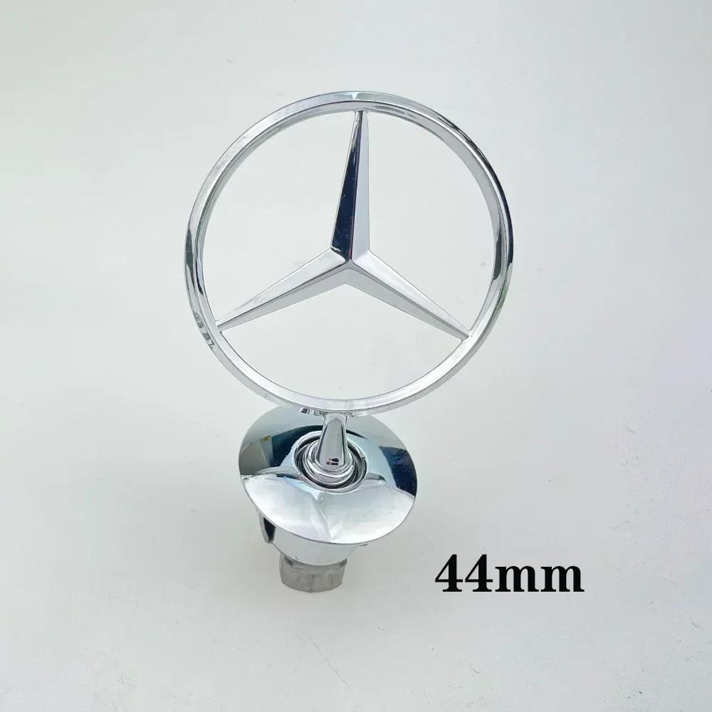 UKY5 1pcs 44mm 3D Metal Blue Chrome Star Bonnet Hood Logo Emblem Badge for Mercedes Benz W202 W203 W204 W208 W210 W220 W221
