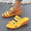 Women's Slope Slippers Summer Large Size New Color Matching Fish Mouth Beach Cool Slippers Women