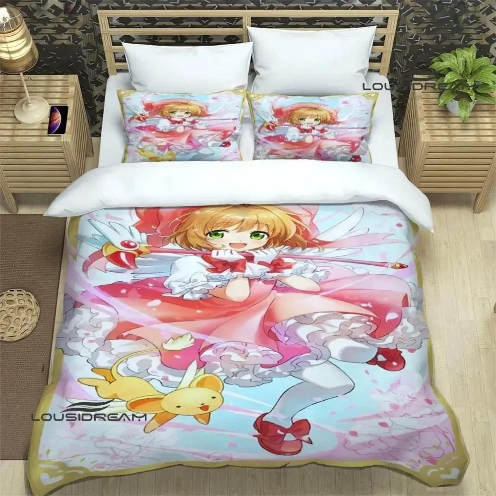 Аниме Card Captor Sakura 3D НОВЫЙ Пододеяльник Наволочка Комплект Постельного Белья Взрослый Мальчик Девочка Украшение Спальни Односпальный Двуспальный Большой