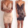 Женское сексуальное платье MAITA с глубоким V-образным вырезом и пайетками, вечерние мини-платья с открытой спиной