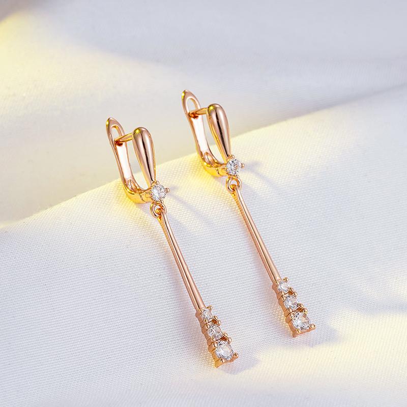 Простые длинные кулонные серьги с инкрустацией цирконием для женщин золотого цвета, индивидуальные украшения для девочек, аксессуары